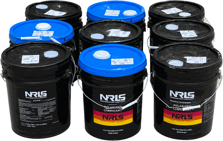 NRLS refrigeration lubricant in 5 US gallon pails, made in USA